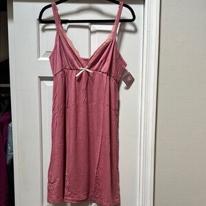 Belabumbum Adore Me Elegant Pink Lace Trim Nightgown Chemise Nursing Maternity